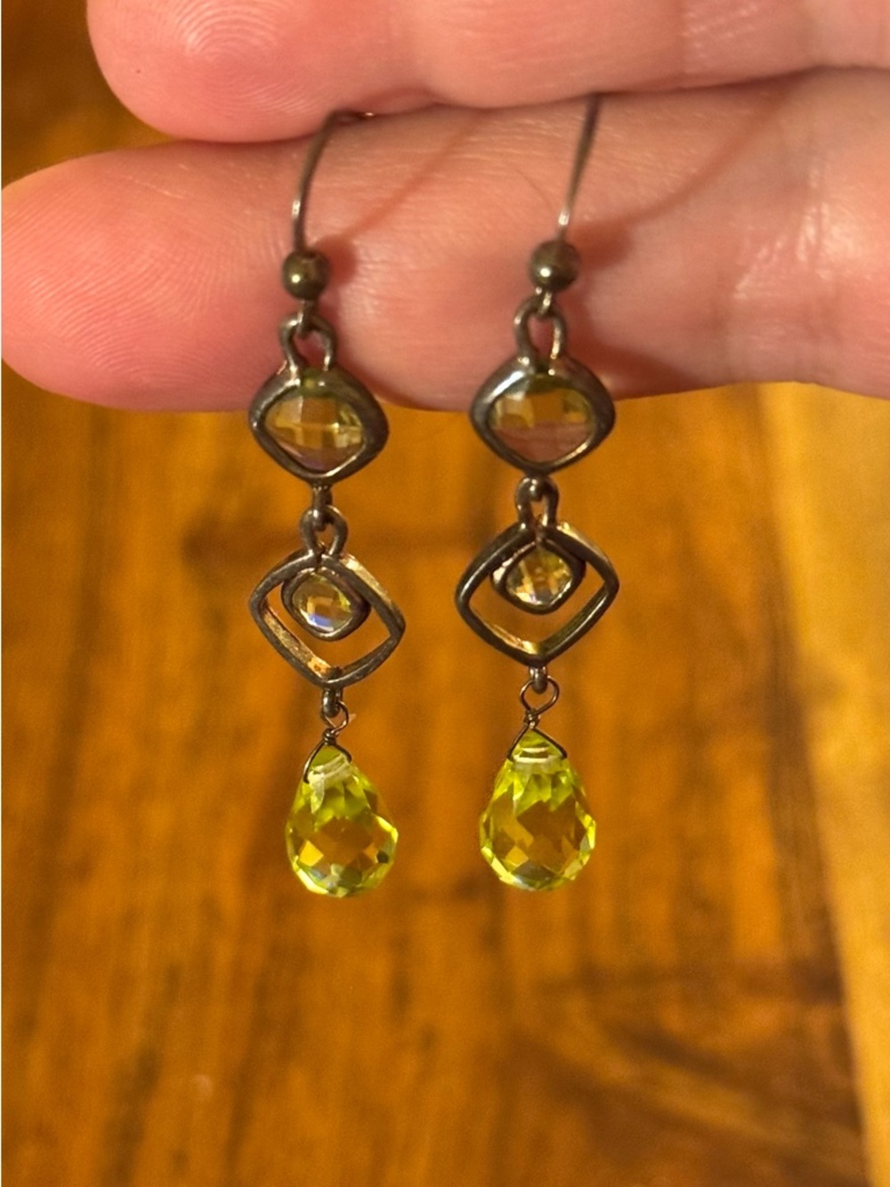 Lemon Quartz Crystal Sterling Drop Earrings - Picture 12 of 13